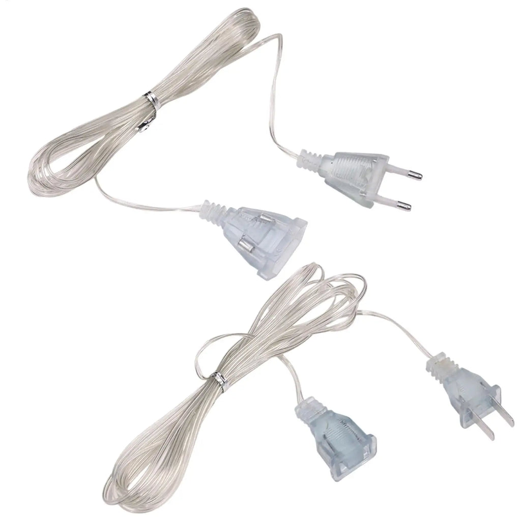 3 m EU US Plug Power Extension Cord 220V Transparent Cable For LED Fairy Lights Garland Holiday String Lights Multipurpose Vue US