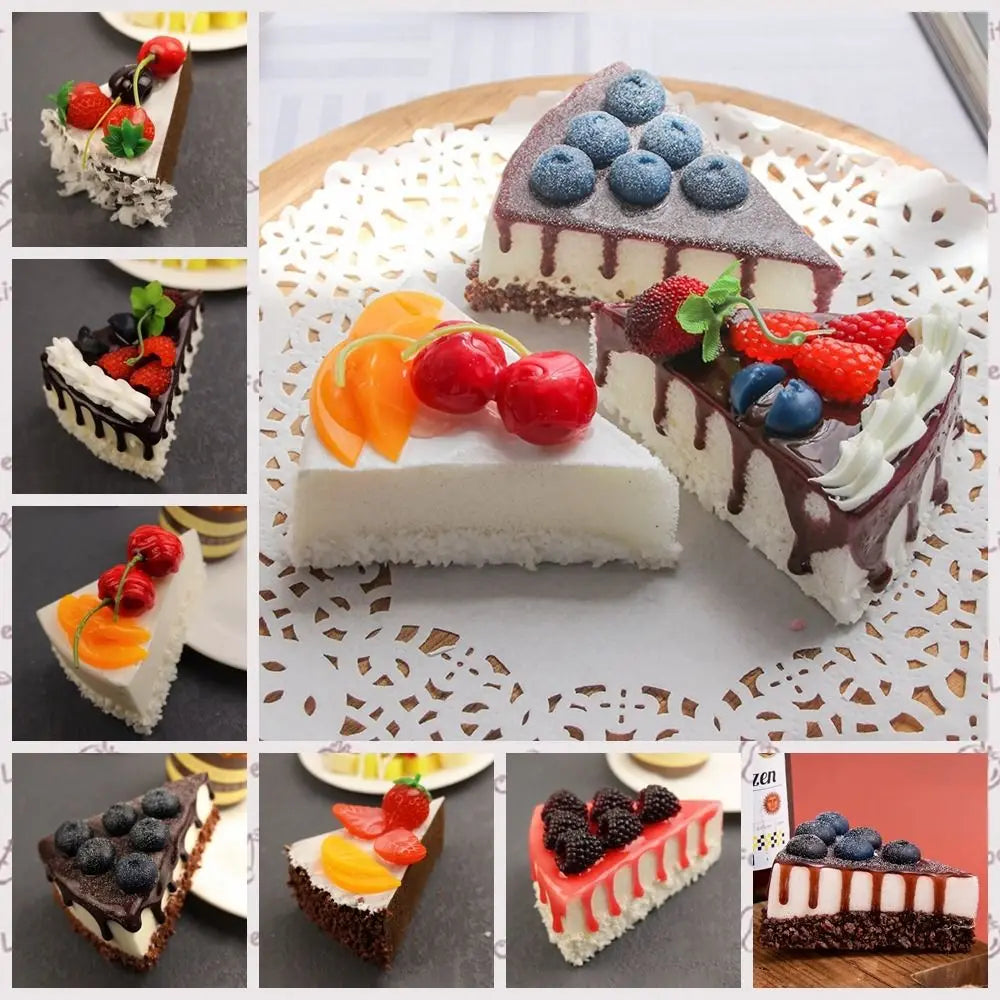 Triangular Cake Simulation Cake Can be Placed Faint Fragrance Desktop Ornament PU Material Soft Photography Props Vue
