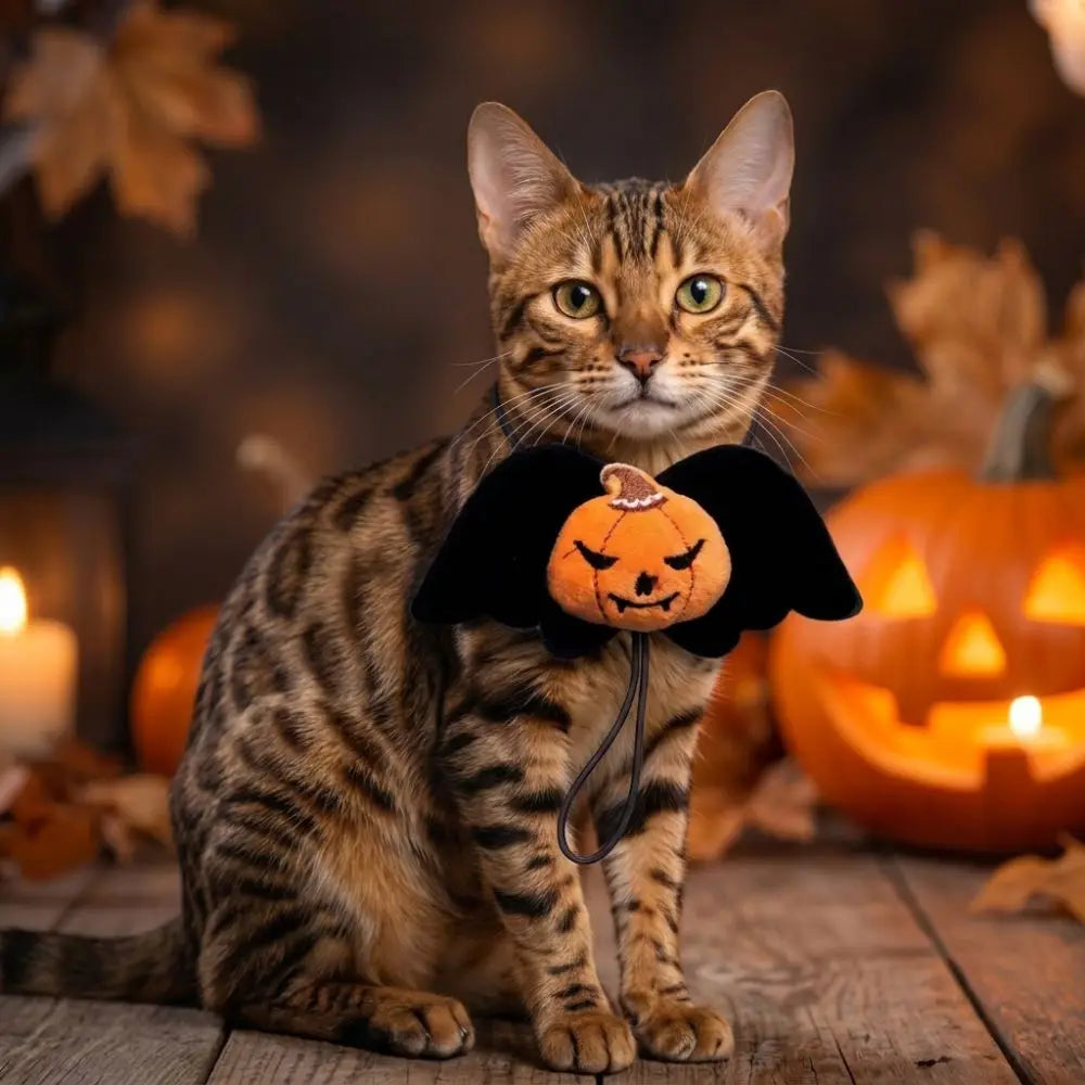 Funny Halloween Pumpkin Bat Collar Soft Elastic Cartoon Halloween Photo Neck Collar Tear Resistant Skin-Friendly Vue
