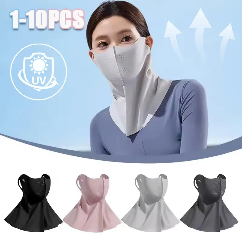 1-10pcs Ice Silk Mask Summer Face Scarves UV Protection Neck Wrap Cover Face Shield Sun Proof Bib Personalized Windproof Vue