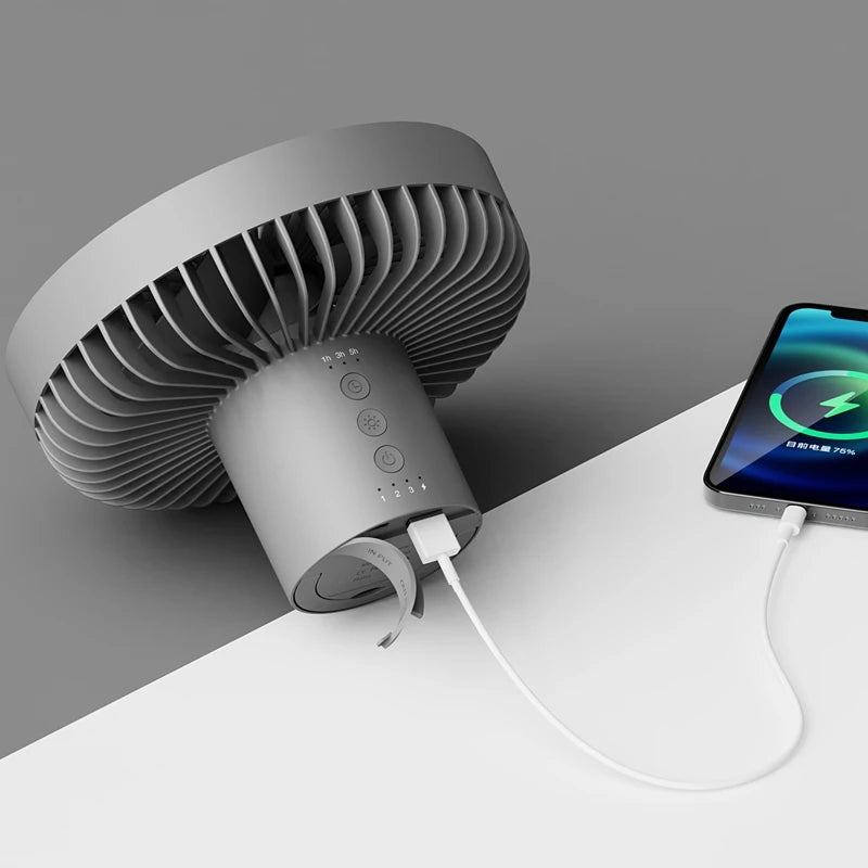 HOMEFISH Portable Rechargeable Camping Fan 4000mAh 10000mAh Wireless Ceiling Desktop Fan with Power Bank LED Light Vue