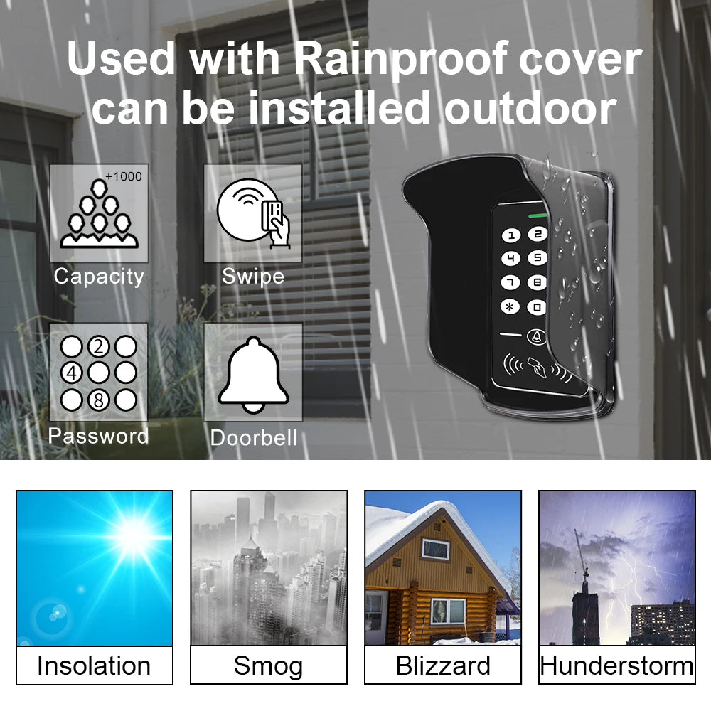 RFID Access Control Keypad Electric Door Opener Waterproof Rainproof Cover Outdoor Electronic Lock System 125Khz EM4100 Keychain Vue