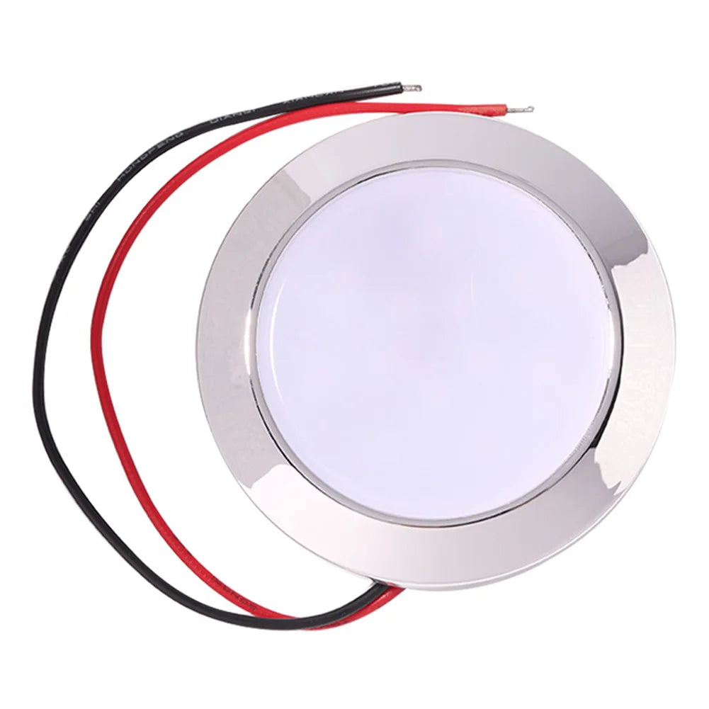 12V Round Shape Motorhome LED Lights 200LM Auto Dome Reading Lamp 1.8W 24 SMT LED Panel RV Ceiling Lamp for Boat Camping Trailer Vue Warm Light
