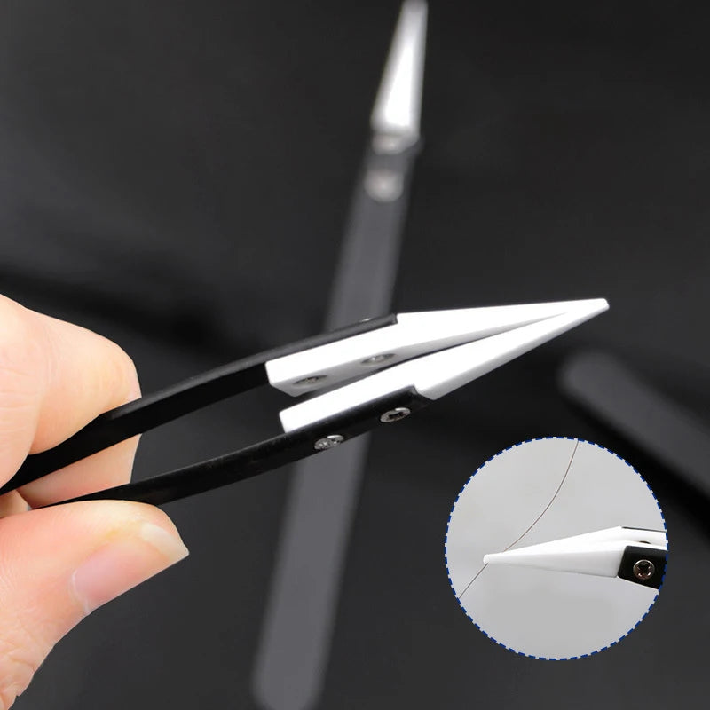 Straight Aimed Ceramic Tweezers For Electronics Soldering With Stainless Steel Handle Black Tweezers Hand Tool Precision Tweezer Vue
