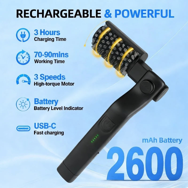 Electric Grill Brush 2 in 1 Cordless Rechargeable Grill Cleaning Brush Stainless Steel Brush Head 3-Speed Power for BBQ Grates Vue