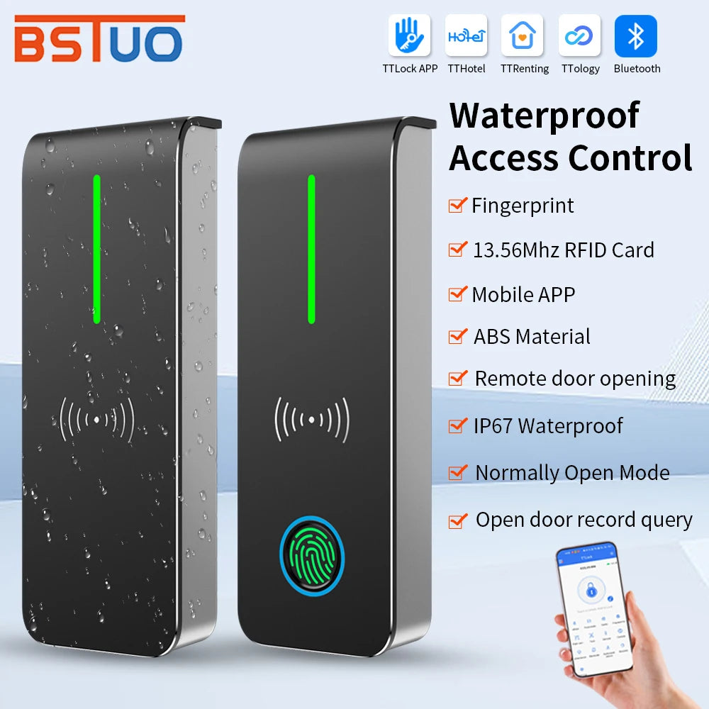 TTLock NFC IP67 Access Control 13.56MHZ Card APP Bluetooth Remote Door Opening Normally Open Mode with Record Query Function Vue