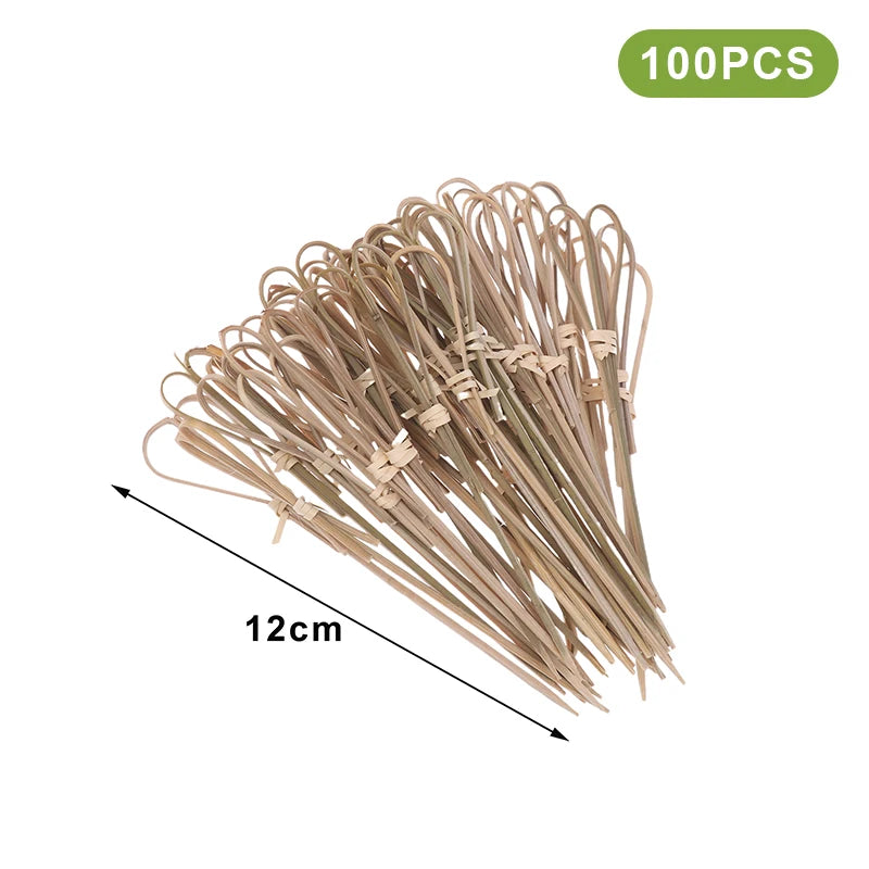 Bamboo Skewers Barbeque Bar Tool Kitchen Cocktail Picks Disposable Vue Scissors 12cm