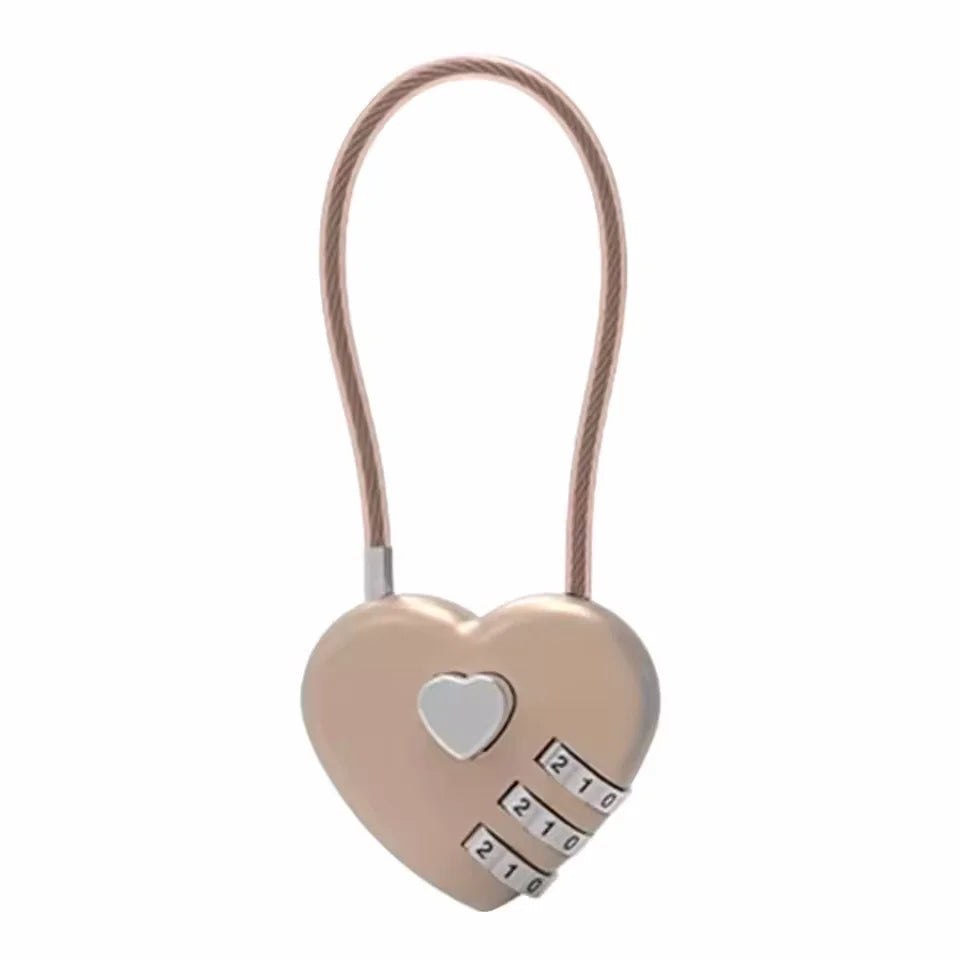 Portable Zinc alloy 3 Digit Password Lock Wire Rope Anti-theft Backpack Zipper Lock Padlock Luggage Combination Lock Travel Vue gold