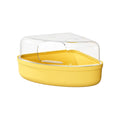 Transparent Hamster Sand Bath Box Escape-Proof Anti-spill Hamster Bathing Tub Cheese Shape Detachable Bath House Cage Room Vue Yellow-L