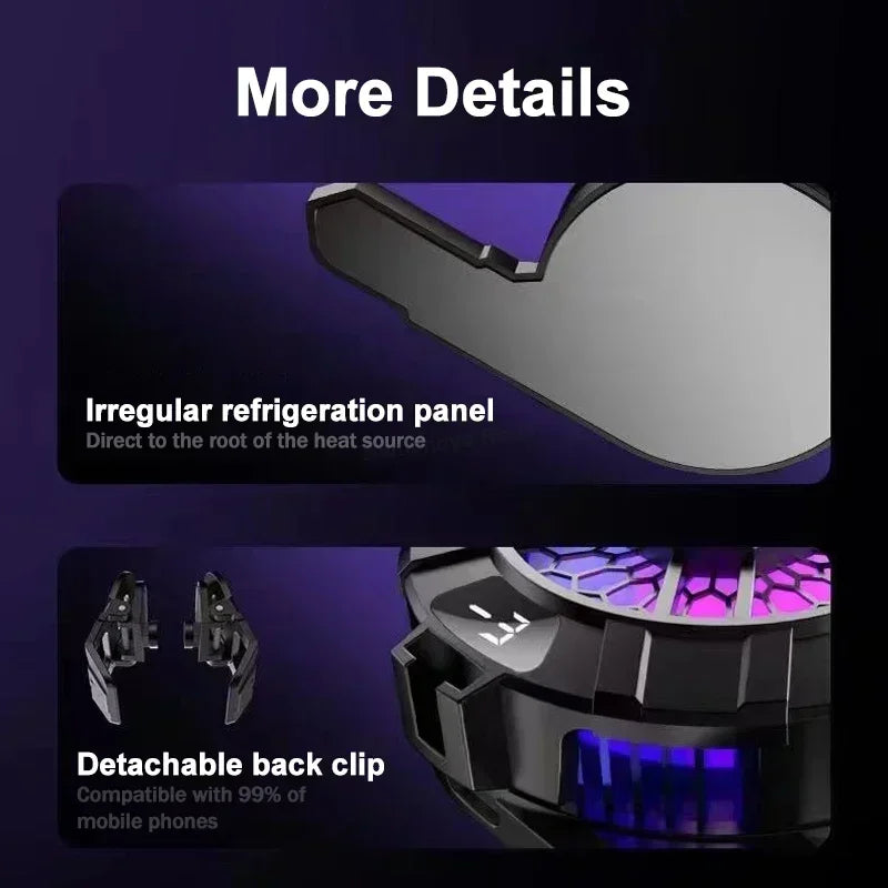 SL33 6-Shaped Semiconductor Phone Cooler – Magnetic Back-Clip Radiator for iOS & Android Devices Vue