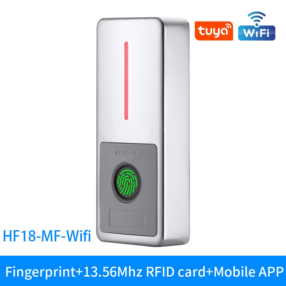 Waterproof Wifi Support Tuya App Access Control 125Khz/13.56Mhz RFID Card Biometric Fingerprint Access Control Keypad Vue HF18-mf-wifi