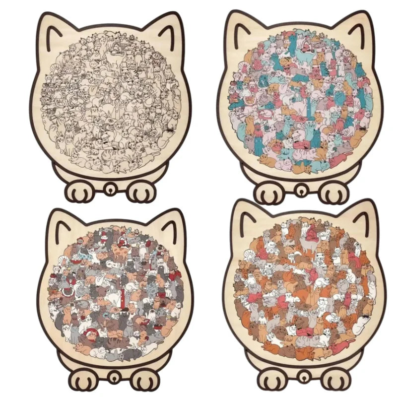 75 Piece Cat Shaped Wooden Puzzle DIY Animal Shape Wood Puzzle For Cats Lovers Home Decor Toys Vue