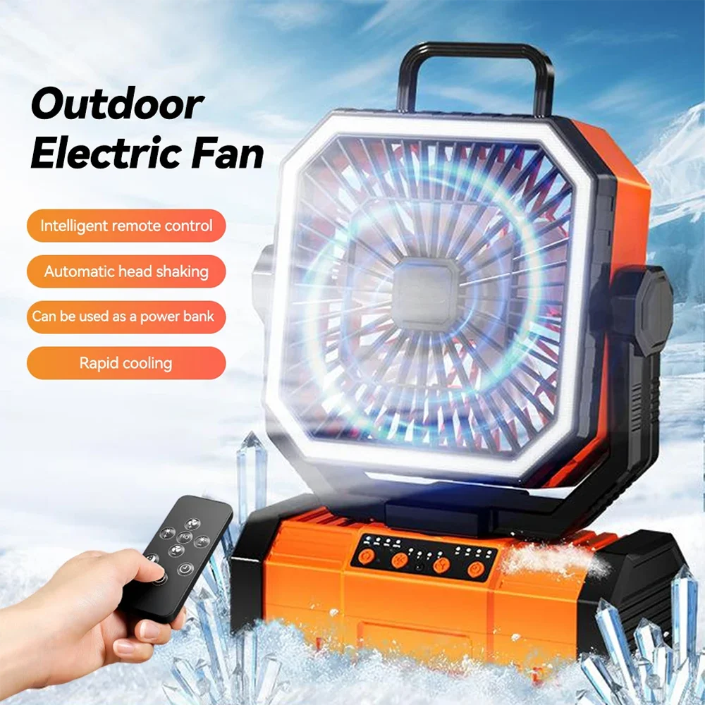 4-in-1 Multifunctional Fan with LED Light USB Outdoor Power Bank And Bluetooth Speaker—Ideal For Outdoor Camping And A Desk Fan Vue
