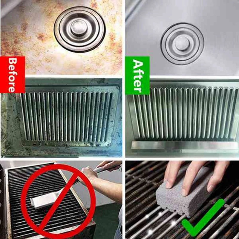 ABKW-4Pack Grill Griddle Cleaning Brick Block,Grill Cleaning Brick,For Flat Tops, Griddles, Grills - Natural Lava Pumice Rock Vue gray