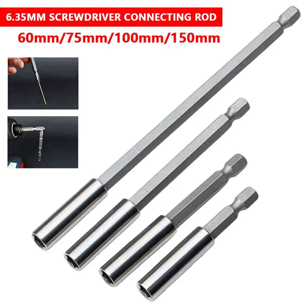 Connect 1/4" For Screw Bit Extension Screwdriver Hex Shank Drill Bit Holder Rod Socket Extender Vue