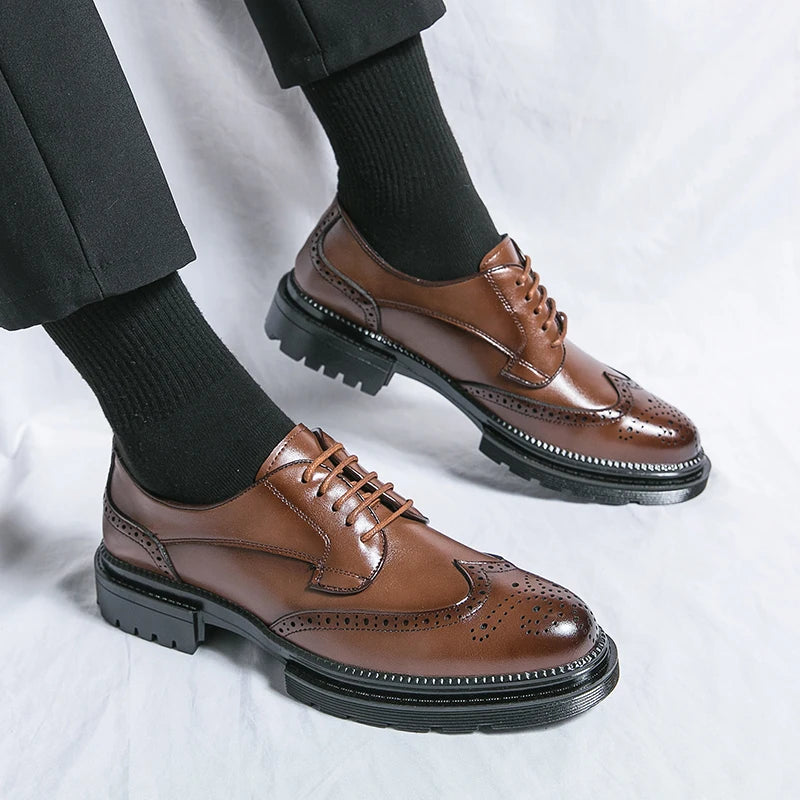 Men's Genuine Leather Pointed Toe Slip-On Dress Shoes Men's Dress Shoes Vue