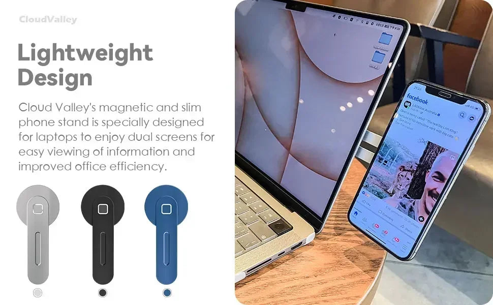 2026 Magnetic Laptop Phone Holder Computer Monitor Side Cell Phone Slim& Foldable For iPhone 14 13 12 Series Case and All Phone Vue