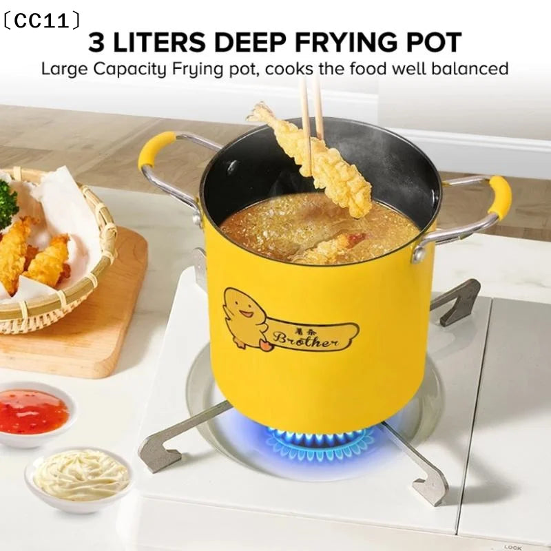 2/3L Deep Fryer Pot Stainless Steel Frying Pot With Oil Filter Rack Lid For Home Kitchen Cooking Appliances Cookware〔CC11〕 Vue