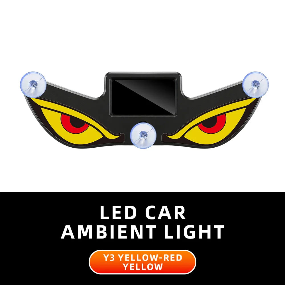 Demon Eye Solar Powered Wireless Car Interior Light, USB Rechargeable Breathing Neon Atmosphere Mood Lamp, Suction Cup Vue 1pcs-tyncd-B