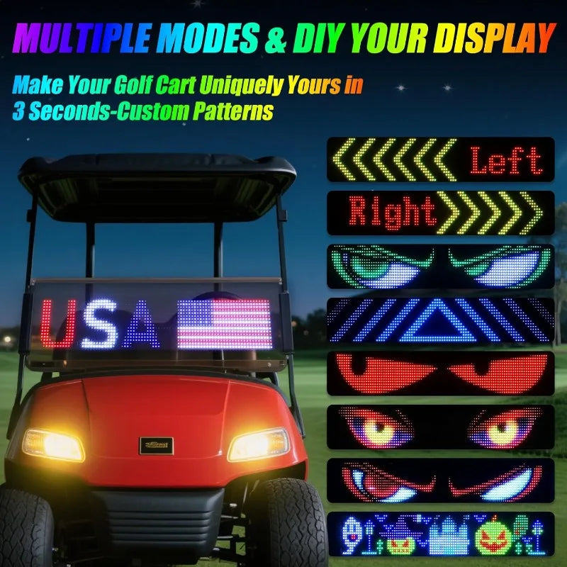 2PCS Devil Eyes Light Programmable Flexible Screen DIY Text Pattern Soft Screen LED Lights App Control for Golf Car Trucks Decor Vue
