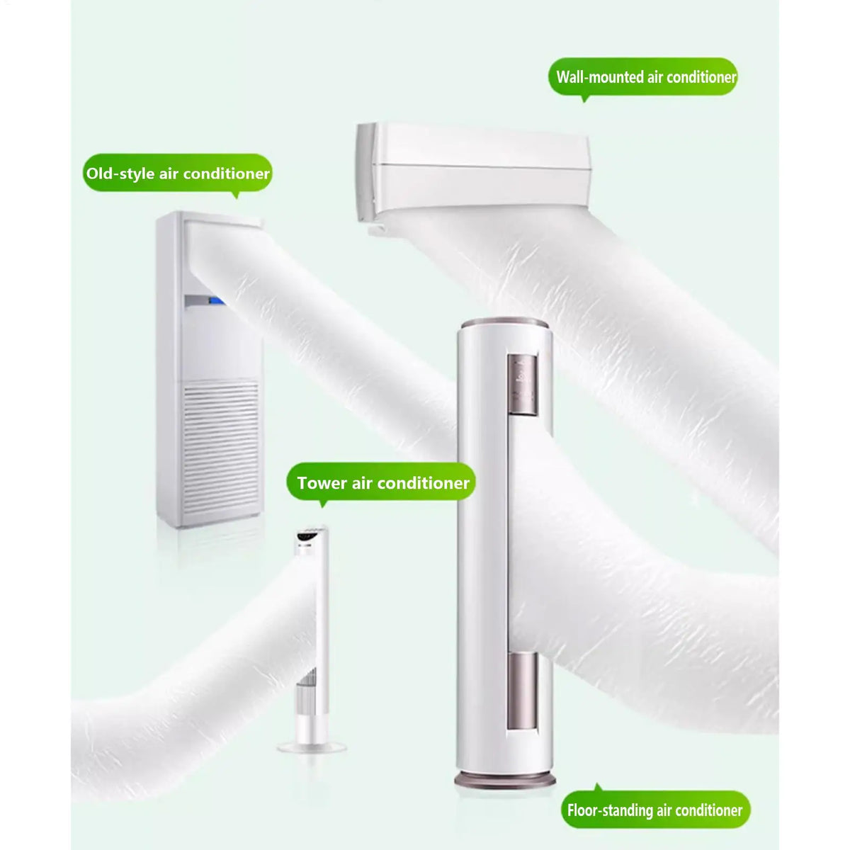 Flexible Air Conditioner Blowing Bag Foldable Cuttable Hose Air Ducting Extended Pipe Bag for Home Room Indoor Kitchen Garage Vue