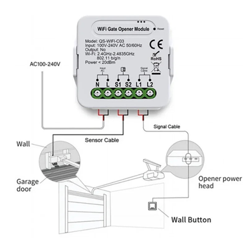 Tuya Zigbee3.0 WiFi Switch Module Smart Garage Door Opener Controller Module Voice Control Work With Alexa Google Home Assistant Vue