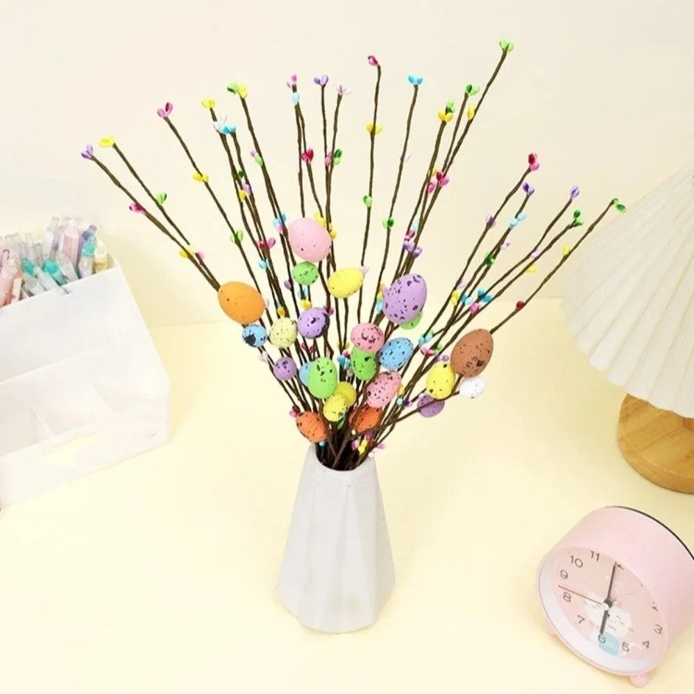 Colorful Foam Eggs Berry Branch Speckled Egg Plastic Easter Eggs Bouquets Simulation Egg DIY Handmade Spring Floral Stems Vue