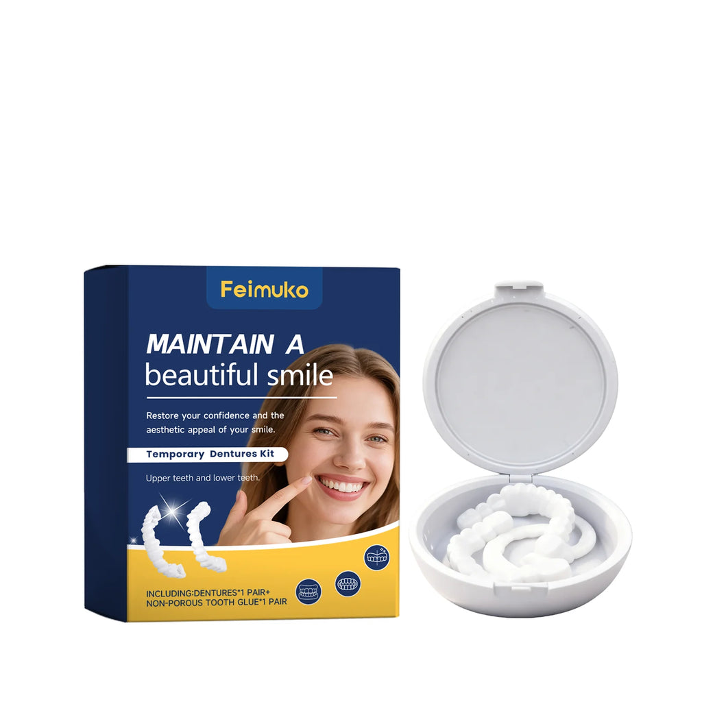 Adjustable Snap-On Dentures Comfortable Reusable Fake Teeth Natural Perfect Fit Cosmetic Veneers for Upper & Lower Teeth Vue 1pc