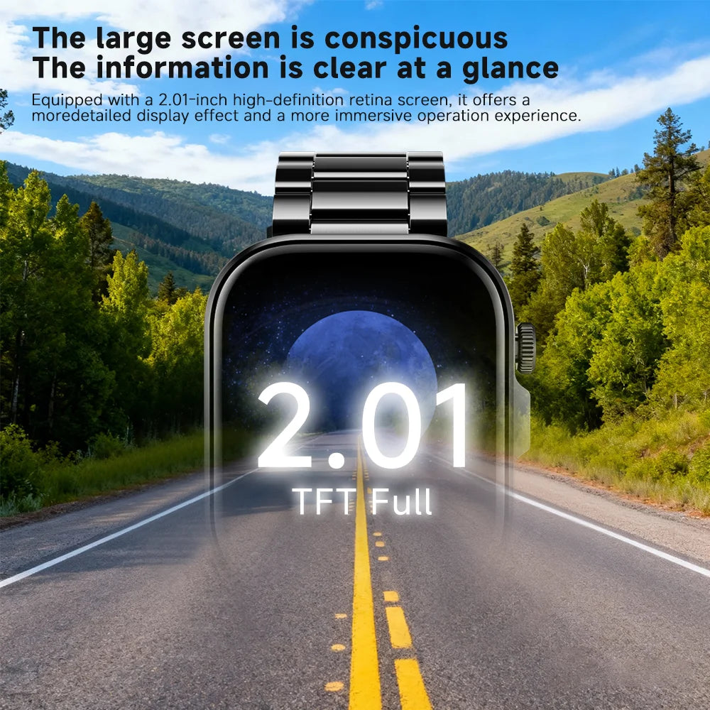2025 New Hot Smartwatch 2.01 Screen Voice Assistant Bluetooth Call Phone Answer Sport Fitness Tracker Men Women for Android/IOS Vue