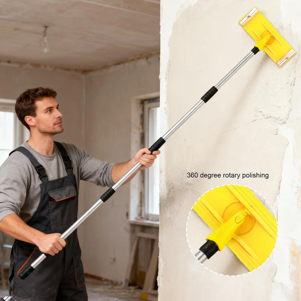 Drywall Pole Sander Manual Hand Adjustable Wall Polishing Sanding Tool Extension Pole Ceiling Sander for Floors Ceilings Gypsum Vue Default Title