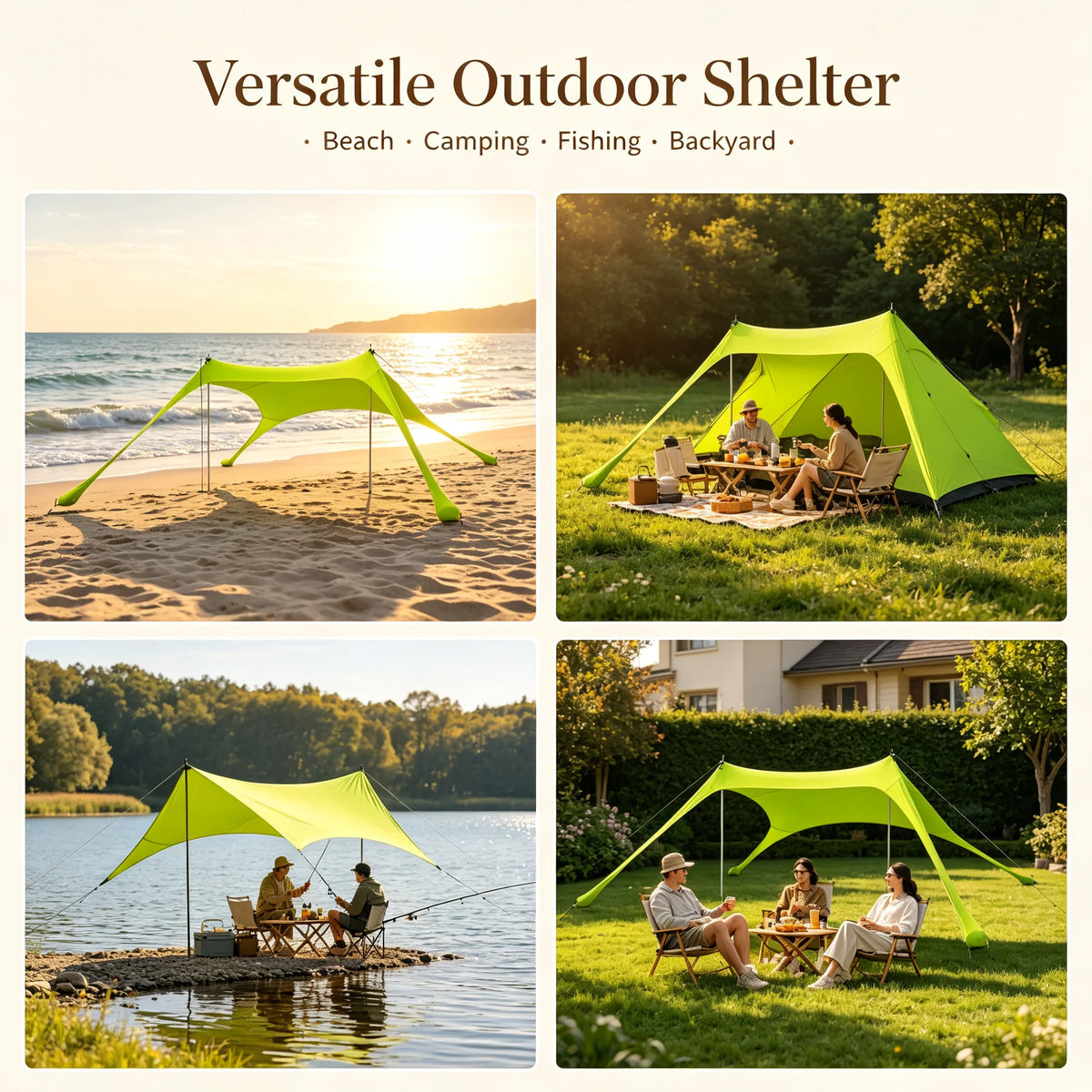Beach Stretch Tent 2×1.6m Pop-Up Sun Shelter for 2-3 People Beach Sun Shelter Tent Vue