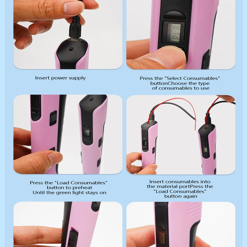 3D Printing Pen Kids with LCD Screen Type C Cable 1.75mm PLA Filament DIY Drawing 3D Pen Children Boys Girls Birthday Gift Vue