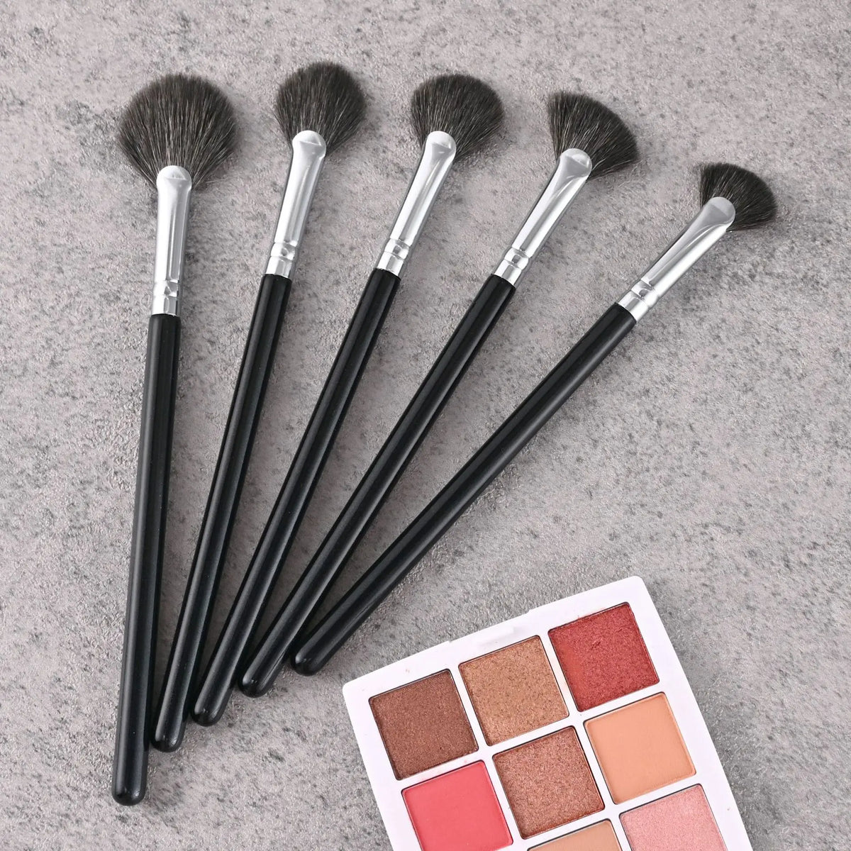 Fan Makeup Brush Wholesale Custom Logo Natural Goat Hair Brushes for Facial Cosmetic Loose Powder Highlighter Beauty Tool 10pcs Vue