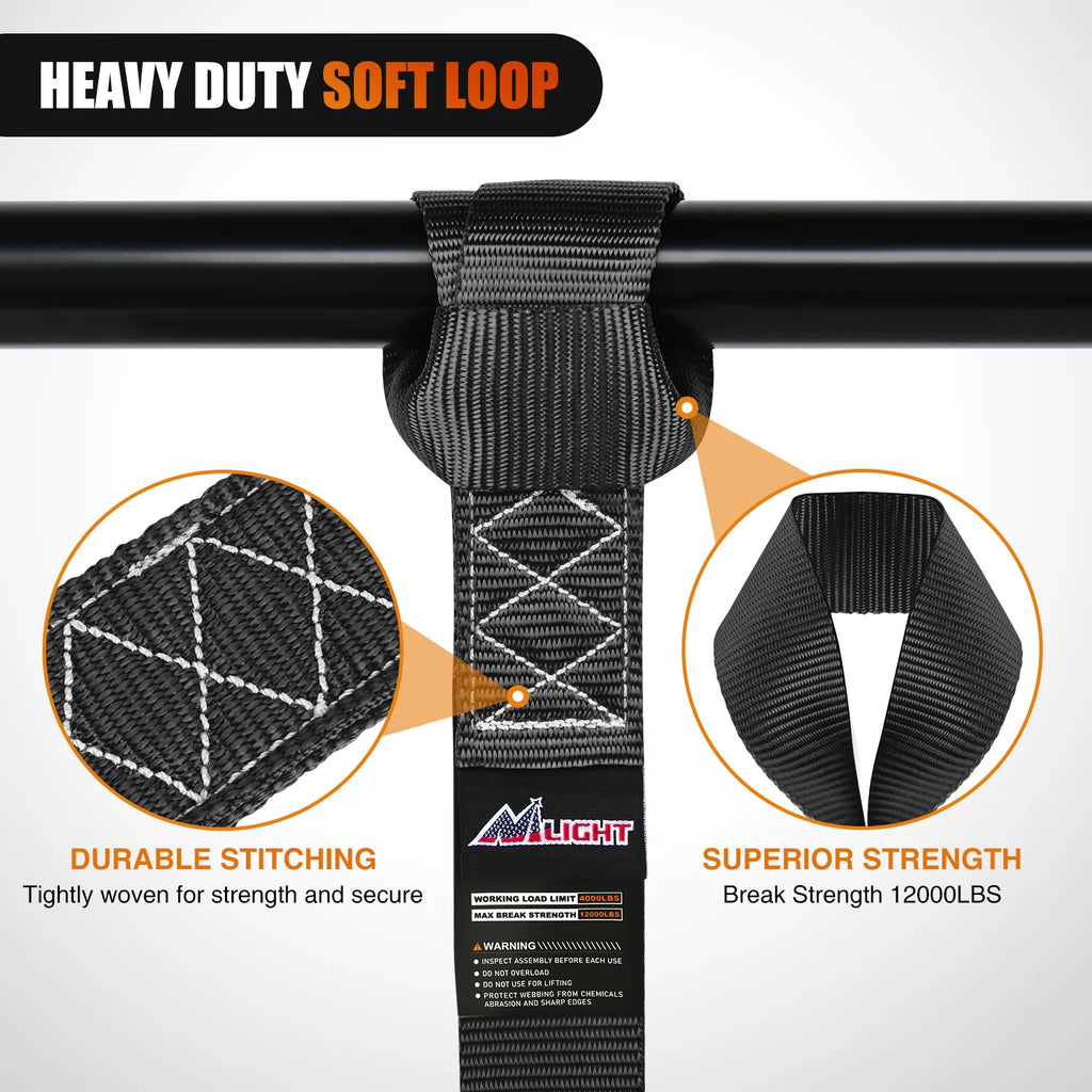 Nilight Soft Loop Tie Down Straps 12000 Lbs – 8 Pack Tie Down Straps Vue