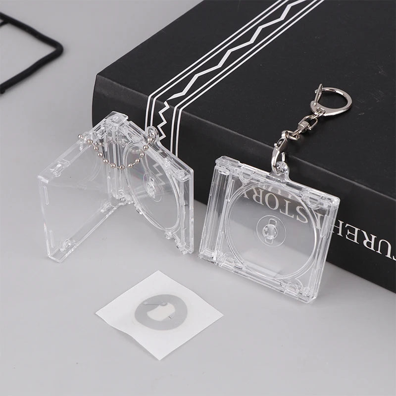 1 PCS Blank Album CD Case Mini Keychain Creative DIY Pendant for Backpack Hanging Decoration Vue