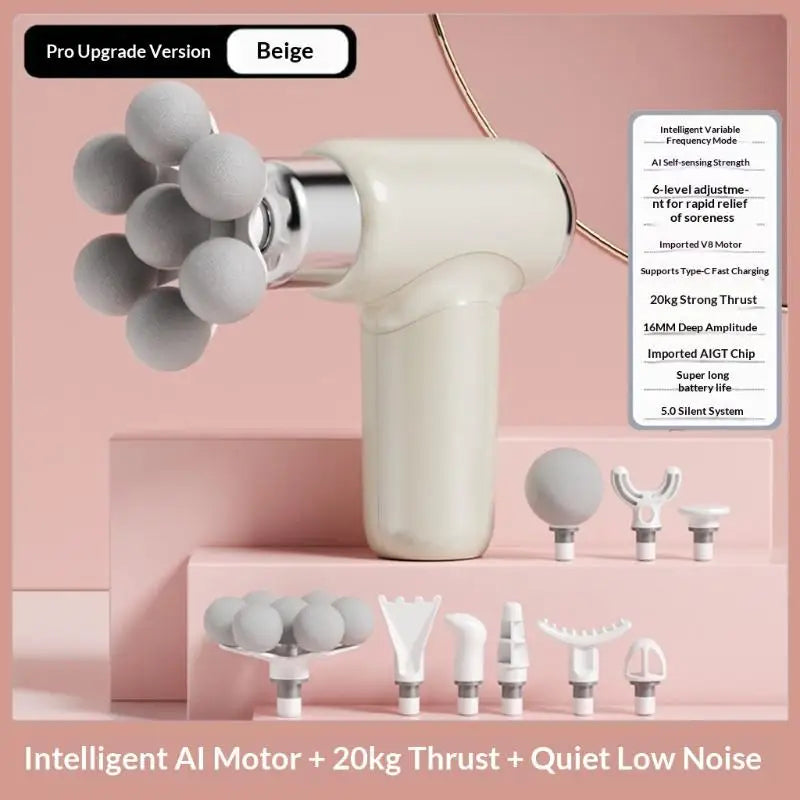 Upgraded Fascia Intelligent AI Chip 20kg Thrust Whole Body Muscle Relaxation Silent Massager Vue Beige