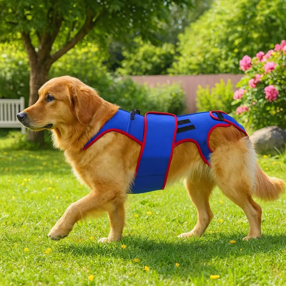 Adjustable Dog Back Brace Breathable Comfortable Pet Support Harness Back Protector Thickened Dog Soothing Clothes Vue