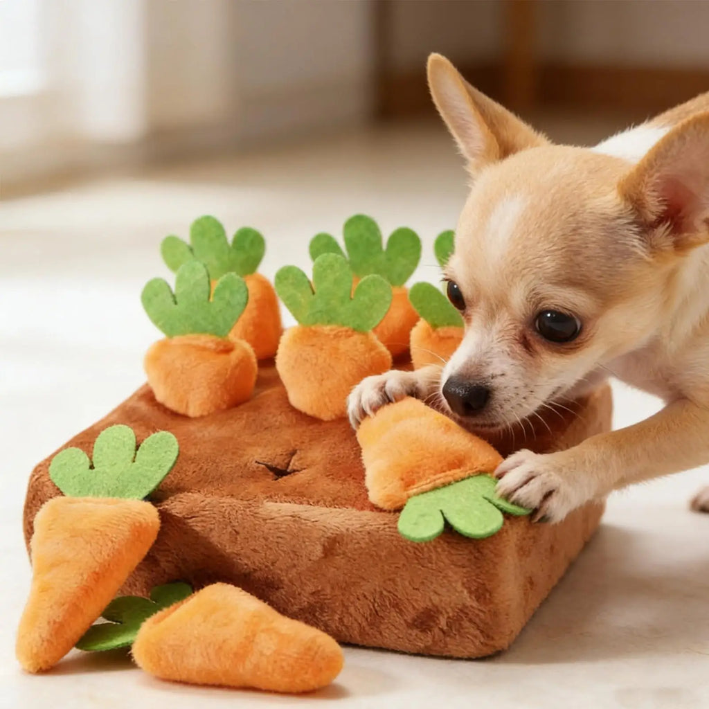 Interactive Snuffle Mat for Dogs Carrot Puzzle Feeding Mat Mental Stimulation Boredom Relief Slow Feeder for Puppy Training Vue