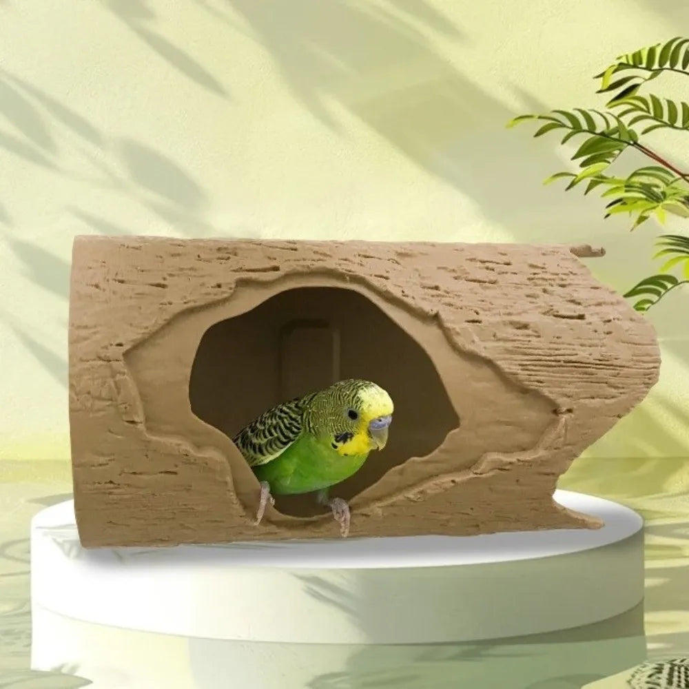 Multi-functional Simulation Stump Bird Nest Hanging Plastic Parrot Nest Ventilation Decorative Hamster Hideout Budgerigar Vue