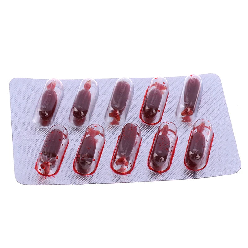 Fake Blood Pill Vampire Toy Capsules Horror Funny Halloween Prank