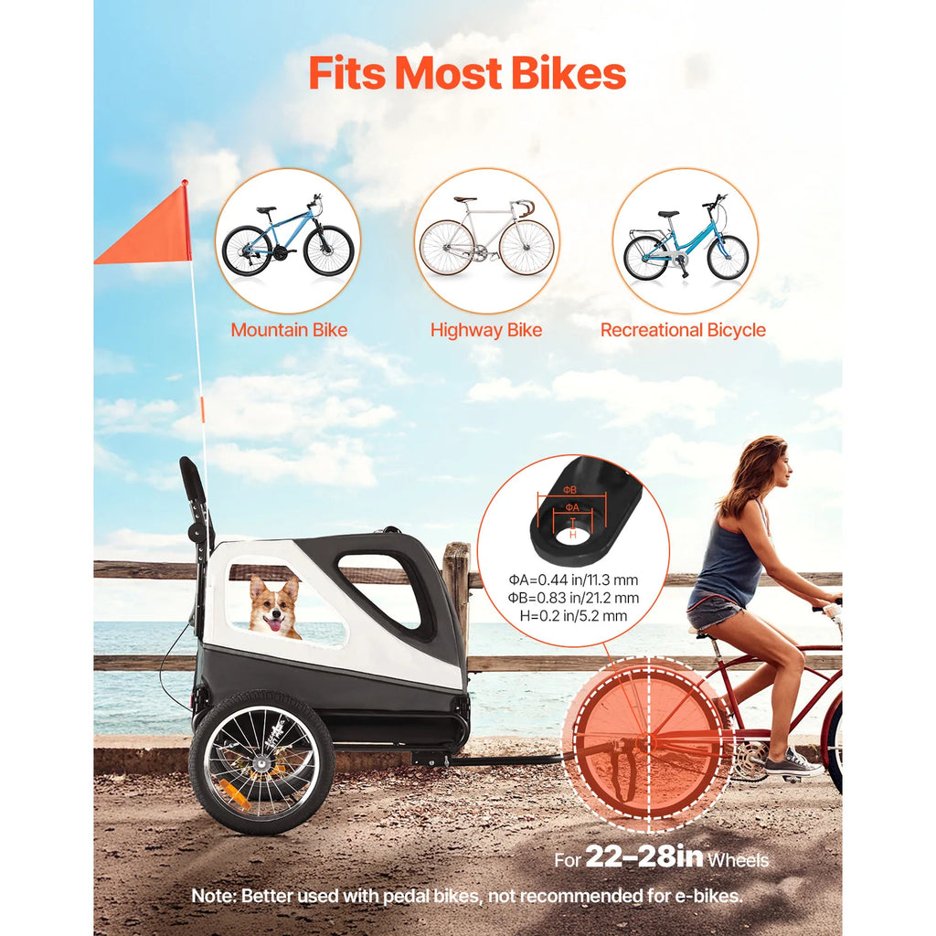 100 lbs Dog Bike Trailer 2-in-1 Pet Stroller for Large Dogs Dog Bike Trailer Vue