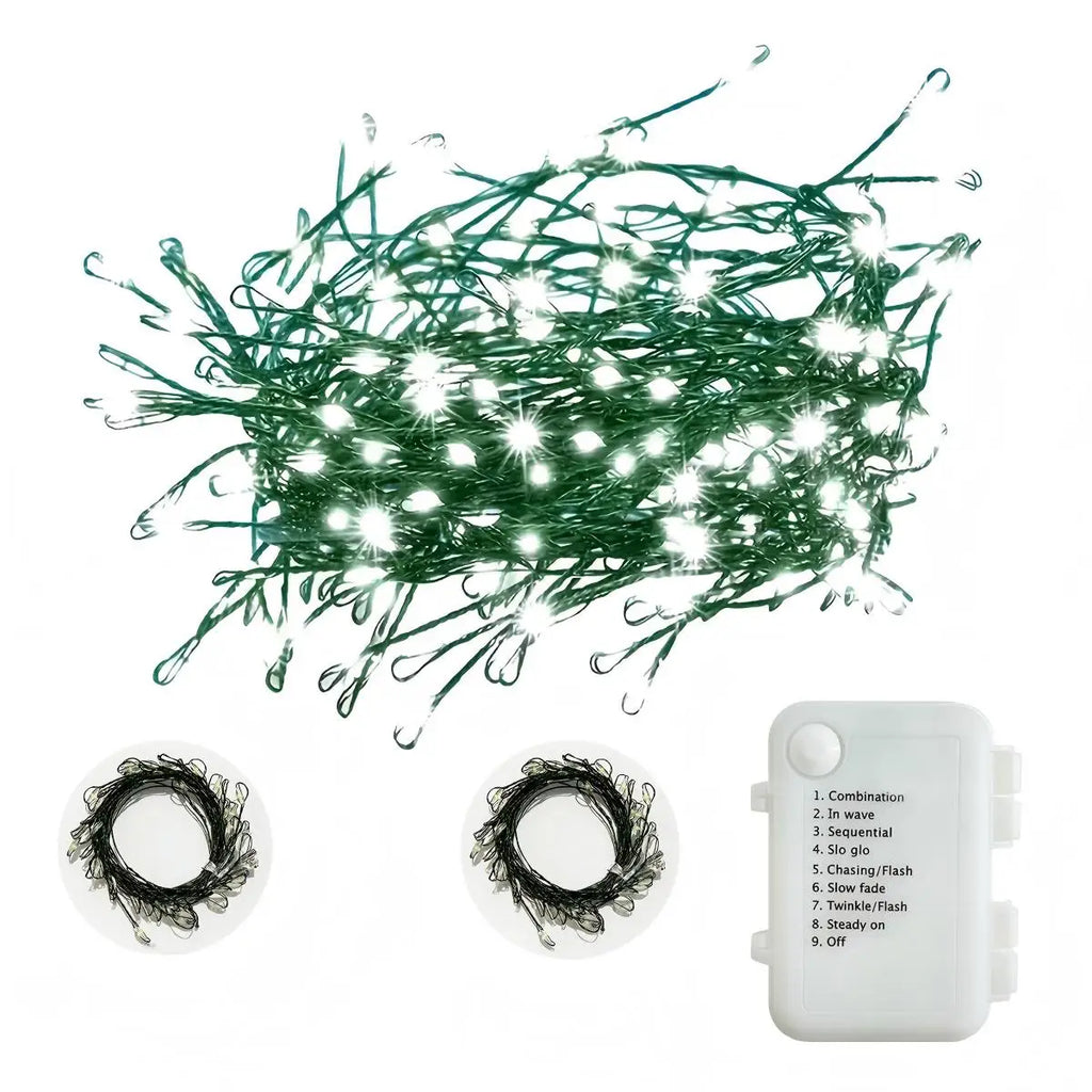8 Lighting Modes Green Cable Fairy Lights, Dimmable LED String Lights, Battery Powered for Xmas Garden Window Festive Decoration Vue