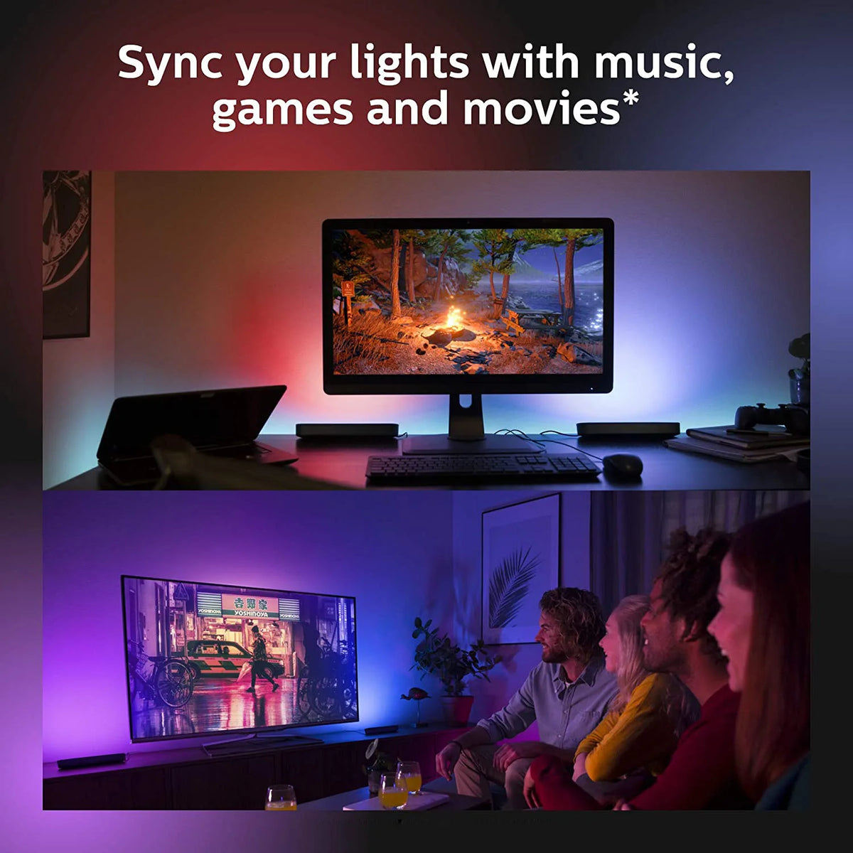 2pcs LED Night Light RGB Ambient Lights with Remote Control For Gaming TV Room Bedroom Decoration Bar Music Rhythm Symphony Lamp Vue