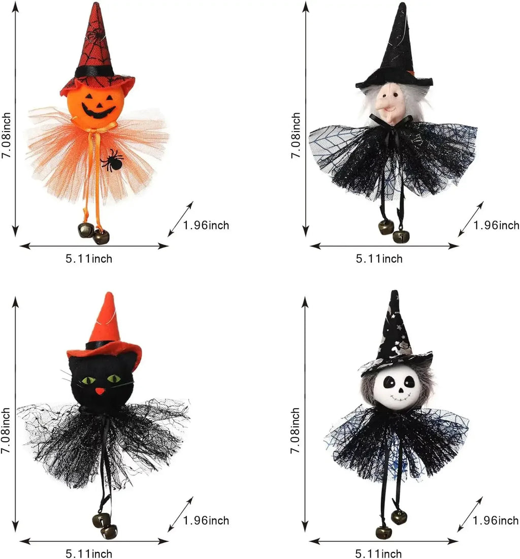 1-10PCS Halloween Witch Cat Pumpkin Ghost Hanging Pendant Scary Decor for Party Bar Haunted House Ornament Set Vue