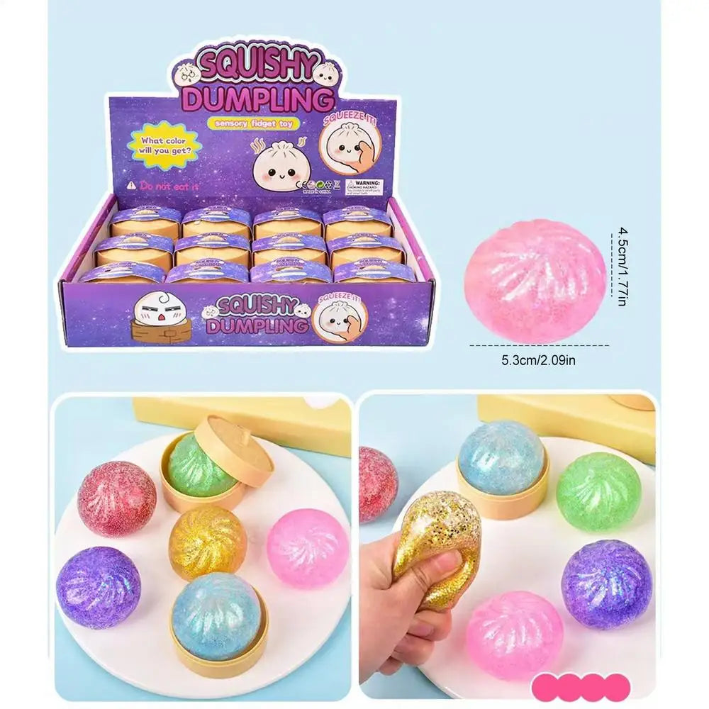 Sensory Squeeze Toy Calming Stretchy Relaxing Gadget Funny Squeeze Toy Dumpling Shape for Boys Girls Students Adults Classroom Vue 12PCS