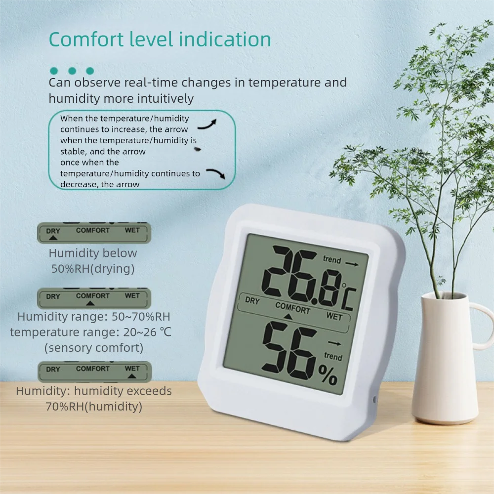 Digital Display Temperature and Humidity Meter -10℃-50℃ Thermometer 10~99%RH Hygrometer Indoor Electronic Thermometer Hygrometer Vue Default Title