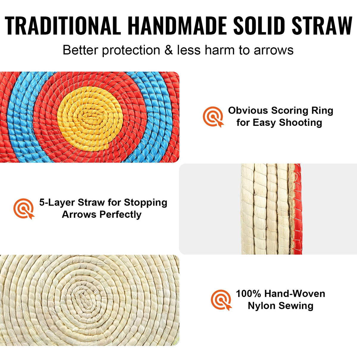 20" Traditional Straw Archery Target – 5-Layer Round Bow Target Archery Target Vue