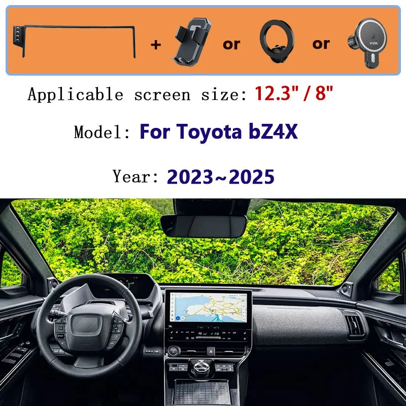12.3" / 8" For Toyota bZ4X Accessories 2023 2024 2025 Subaru Solterra MagSafe Magnetic Screen Car Phone Holder Adjustable Mount Vue