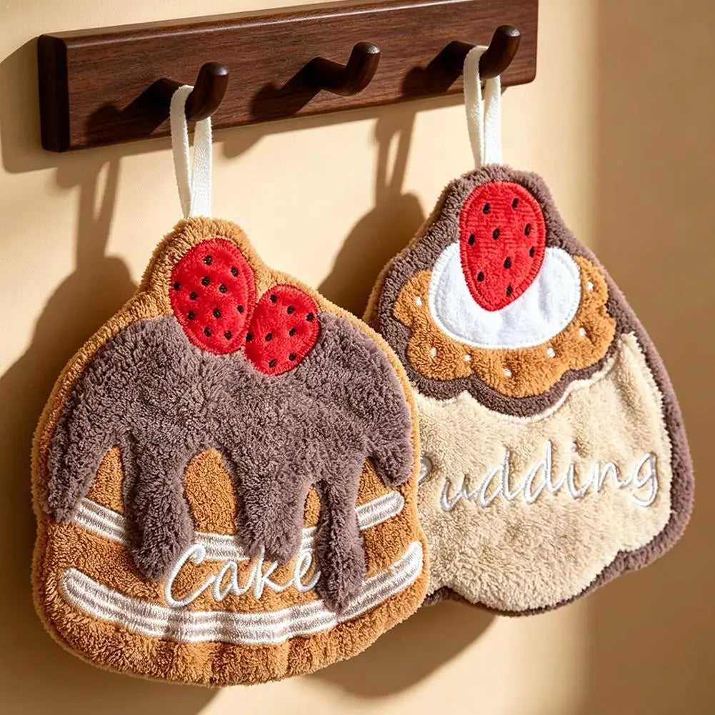 Cute Cake Hand Towel Soft Absorbent Hanging Bath Towels for Kids Kitchen Bathroom Tableware Cleaning Quick Dry Microfiber Cloth Vue