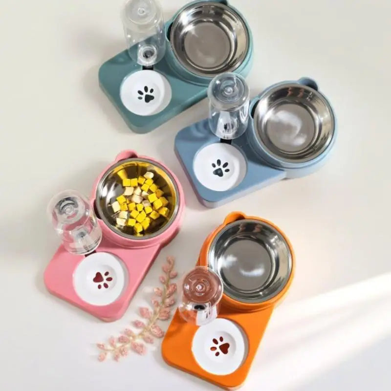 Convenient Pet Double Bowl Feeder Anti-Spill Practical for Home Use Vue